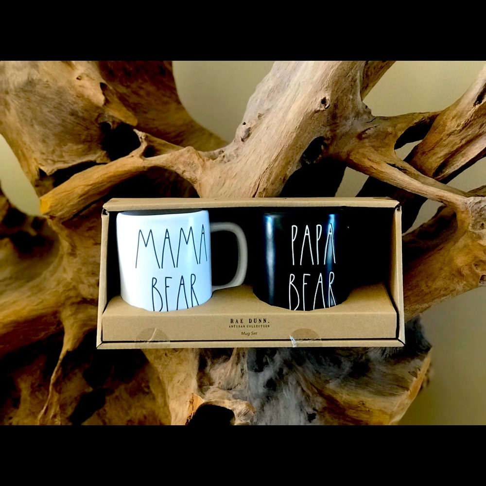 RAE DUNN MAMA BEAR/papa bear mug set